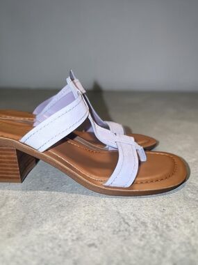 Franco Sarto Lilac Suede Mid Block Heel Sandals